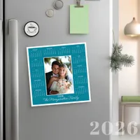 2026 Teal Magnetic Calendar Photo Holiday Card