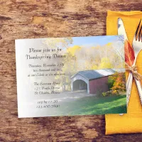 Autumn Covered Bridge Thanksgiving Dinner Invitation