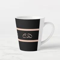 Black rose gold monogram initials elegant script latte mug