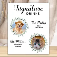 Signature Drinks Pet Wedding Cocktail Poster