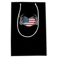 American Flag Heart Fitted Medium Gift Bag