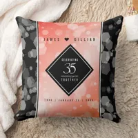 Elegant 35th Coral Wedding Anniversary Celebration Throw Pillow