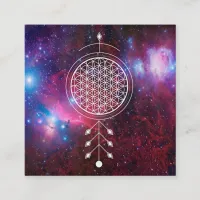 *~*  Nebula  Flower of Life Yoga Reiki Astrology Square Business Card