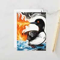 Fire Breathing Loon Melting Ice Postcard