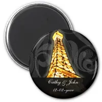 gold Eiffel Tower French wedding Save the Date Magnet