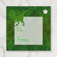 Happy Birthday Green Dinosaur Hide Favor Tags