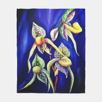 Blue orchids  painting fleece blanket