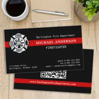 Firefighter Custom Fire Department Logo QR Code Business Card