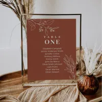 Boho Floral Terracotta Wedding Seating Charts Card