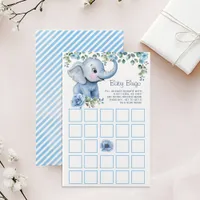 Blue Elephant Baby Shower Bingo Game – Watercolor 