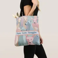 Dog Pattern Pastel Colors Minimalist Illustration Tote Bag