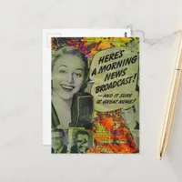 Good News Retro Mixed Media Collage Postcard