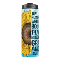 Inspirational Quote and Hand Drawn Sunflower Thermal Tumbler