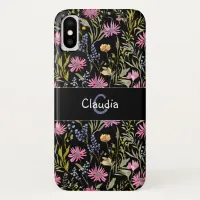 Monogrammed Pretty Wildflowers Floral Elegant Chic iPhone XS Case