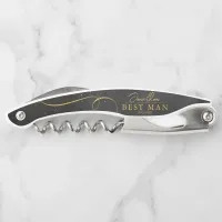 Fine Lines Gold Abstract Wedding Best Man Bl ID867 Waiter's Corkscrew