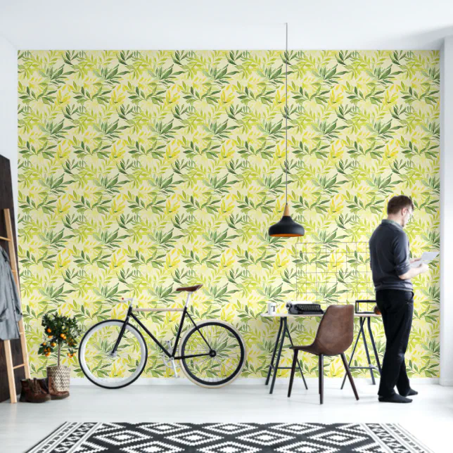 Lime Green Watercolor Pattern Wallpaper