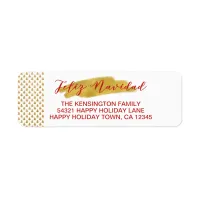 Feliz Navidad Gold Trees Foil Brush Hand Lettered Label