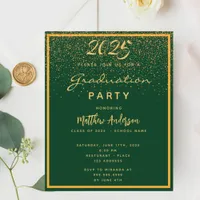 Graduation party green gold 2025 invitation