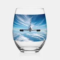 Beyond the Horizon: Concorde from Behind Stemless Wine Glass