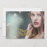 Happy Holidays Faux Gold Script Holiday Card