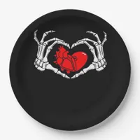 Scary Skeleton Hands And Red Heart Creepy Spooky V Paper Plates
