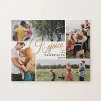 Elegant Rejoice Gold Christmas 4 Photo Collage Jigsaw Puzzle