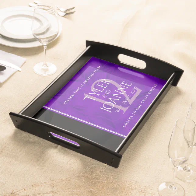 Elegant 12th Silk Wedding Anniversary Celebration Serving Tray