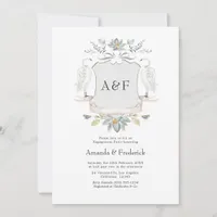 Swan Crest Elegant Lake Wedding Engagement Party Invitation