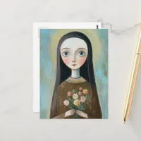 Mary With Flowers Postcard