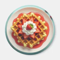 Waffles and Strawberries with Whipped Cream Magnet