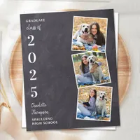 Rustic Chalkboard Photo Collage Graduation Announcement Postcard