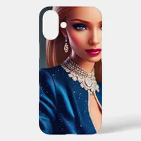 Beautiful Blonde Fashion Doll in Blue Dress iPhone 16 Plus Case