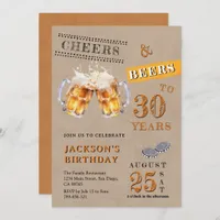 Rustic Kraft Cheers & Beers Any Age Birthday Invitation