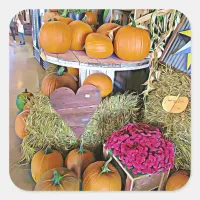 Pumpkins and  Heart Halloween Stickers