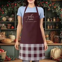 Thanksgiving Gather Fall Burgundy & White Plaid Apron