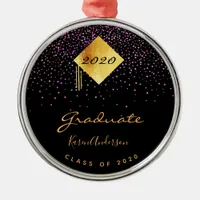 Graduation party graduate black purple 2025 metal ornament