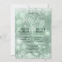 Glamorous Aqua Glitter Luxury Wedding Invitation