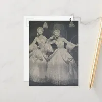 Women Singing Black and white Retro Postcard