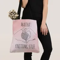 Boho Heart Hands Line Illustration Knitting  Tote Bag