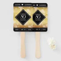 Elegant 50th Golden Wedding Anniversary Hand Fan