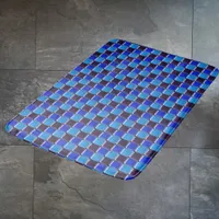 Modern mosaic in black, royal blue and light blue  bath mat