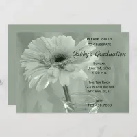 Green Tinted Daisy Graduation Party Invitation