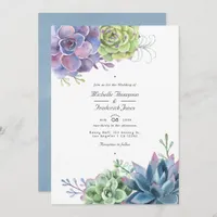 Watercolor Cactus Succulents QR Code Wedding Invitation