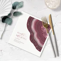 Agate Geode Glitter Wedding Burgundy ID647 Napkins