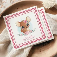Floral Woodland Deer Baby Shower  Napkins