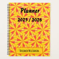 Vibrant Yellow Orange Pink Geometric School Planner