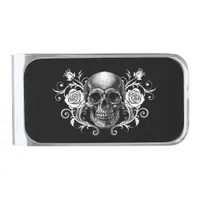 Elegant, Romantic Goth  Silver Finish Money Clip