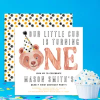 Bear-y Cute “Party Animal” 1st Birthday Invitation