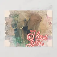 I Love You Elephants Postcard
