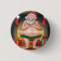 Funny Dirty Santa Christmas Collection Button